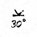 Vector handdrawn brush ink illustration of Semi-sextile astrological sign with natal chart.