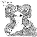Astrological sign of Aries as a beautiful girl Royalty Free Stock Photo