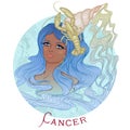 Astrological sign of Cancer as a beautiful african american girl Royalty Free Stock Photo