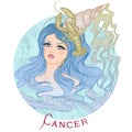 Astrological sign of Cancer as a beautiful girl Royalty Free Stock Photo