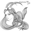 Astrological sign of Capricorn as a beautiful girl Royalty Free Stock Photo