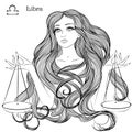 Astrological sign of Libra as a beautiful girl Royalty Free Stock Photo