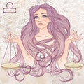 Astrological sign of Libra as a portrait of beautiful girl Royalty Free Stock Photo