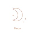 Astrological sign of the Moon, cute contour style.