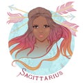 Astrological sign of Sagittarius as a beautiful african american Royalty Free Stock Photo
