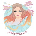 Astrological sign of Sagittarius as a beautiful girl Royalty Free Stock Photo