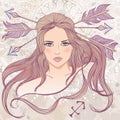 Astrological sign of Sagittarius as a portrait of beautiful girl Royalty Free Stock Photo