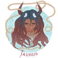 Astrological sign of Taurus as a beautiful african american girl Royalty Free Stock Photo