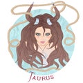 Astrological sign of Taurus as a beautiful girl Royalty Free Stock Photo