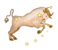 Astrological sign of the zodiac Taurus as a bull, isolated on a white background