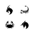 Astrological signs black glyph icons set on white space Royalty Free Stock Photo