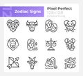 Astrological signs pixel perfect linear icons set