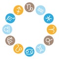 12 astrological signs wheel. Vector zodiac icons set. Royalty Free Stock Photo