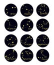 Astrological signs of the zodiac. Icon set with constellations. Royalty Free Stock Photo