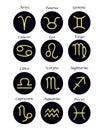 Astrological signs of the zodiac. Icon set with constellations Royalty Free Stock Photo