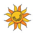 Sun circle. A simple image of the sun in a children`s style. Vector illustration. Hand Drawn art