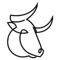 Astrological Taurus zodiac sign one line drawing. Astrology emblem, symbol outline, contour for mystic logo, calendar Royalty Free Stock Photo