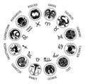 Astrological zodiac horoscope star signs icon set Royalty Free Stock Photo