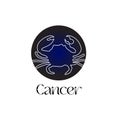 Astrological zodiac sign Cancer in line art style on dark blue Zodiak astrology symbol Royalty Free Stock Photo