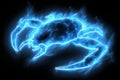 Astrological zodiac sign cancer symbol in radiant blue color on dark black background Royalty Free Stock Photo