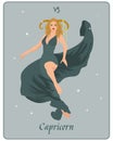 Astrological zodiac sign Capricorn, a beautiful magical woman with horns on a gentle background with stars. Poster