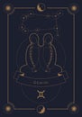 Astrological zodiac sign. Constellation and symbol. Poster illustration with moon and stars frame Royalty Free Stock Photo