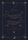 Astrological zodiac sign. Constellation and symbol. Poster illustration with moon and stars frame Royalty Free Stock Photo