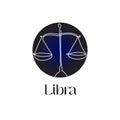 Astrological zodiac sign Libra in line art style on dark blue Zodiak astrology symbol Royalty Free Stock Photo