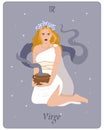 Astrological zodiac sign Virgo, a beautiful magical woman with a magical decoction on a gentle background with stars. Poster Royalty Free Stock Photo