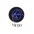 Astrological zodiac sign Virgo in line art style on dark blue Zodiak astrology symbol Royalty Free Stock Photo