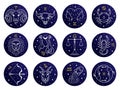 Astrological zodiac signs. Aries, taurus, leo and gemini horoscope, virgo, scorpio, libra, aquarius zodiac, sagittarius Royalty Free Stock Photo