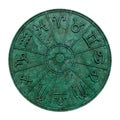 Astrological zodiac signs inside of green marble horoscope circle Royalty Free Stock Photo