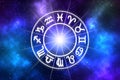 Astrological zodiac signs inside of horoscope circle Royalty Free Stock Photo