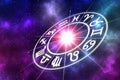 Astrological zodiac signs inside of horoscope circle Royalty Free Stock Photo