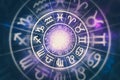 Astrological zodiac signs inside of horoscope circle Royalty Free Stock Photo