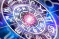 Astrological zodiac signs inside of horoscope circle Royalty Free Stock Photo