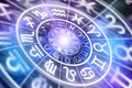 Astrological zodiac signs inside of horoscope circle Royalty Free Stock Photo