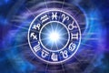 Astrological zodiac signs inside of horoscope circle Royalty Free Stock Photo