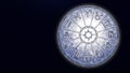 Astrological zodiac signs inside of silver horoscope circle Royalty Free Stock Photo