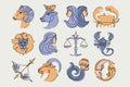Astrological zodiac signs vector illustration. Horoscope symbols, icons set Royalty Free Stock Photo