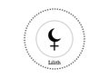 Astrology Alphabet, Lilith Black Moon, false fictive moon, apogee point of lunar orbit empty focus. Hieroglyphics character sign, Royalty Free Stock Photo