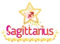 Sagittarius star sign. Moon sign. Zodiac sign. Astrology sign label. Horoscope vector. Vedic sign title. Astrology sticker. Royalty Free Stock Photo