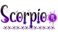 Scorpio. Zodiac sign. Moon sign. Astrology sign label. Horoscope vector. Vedic sign title. Astrology sticker. Astronomy badge.