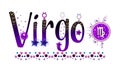 Virgo. Zodiac sign. Moon sign. Astrology sign label. Horoscope vector. Vedic sign title. Astrology sticker. Astronomy badge.