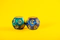 Astrology Dice with zodiac symbol of Cancer Jun 21 - Jul 22 and its ruling celestial body the Moon Royalty Free Stock Photo