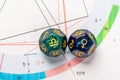 Astrology Dice with zodiac symbol of Libra Sep 23 - Oct 22 and its ruling planet Venus