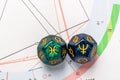 Astrology Dice with zodiac symbol of Pisces Feb 19 - Mar 20 and its ruling planet Neptune