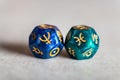 Astrology Dice with zodiac symbol of Pisces and its ruling planet Neptune