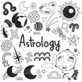 Astrology and fortunetelling doodle sign and symbol doodle