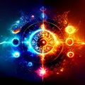 Astrology horoscope background with zodiac signs. Horoscope symbol. AI Generated Royalty Free Stock Photo